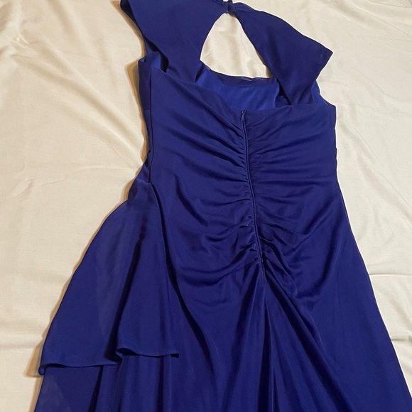Xscape Royal Blue Asymmetrical Prom Gala Dress Gown - Picture 12 of 15
